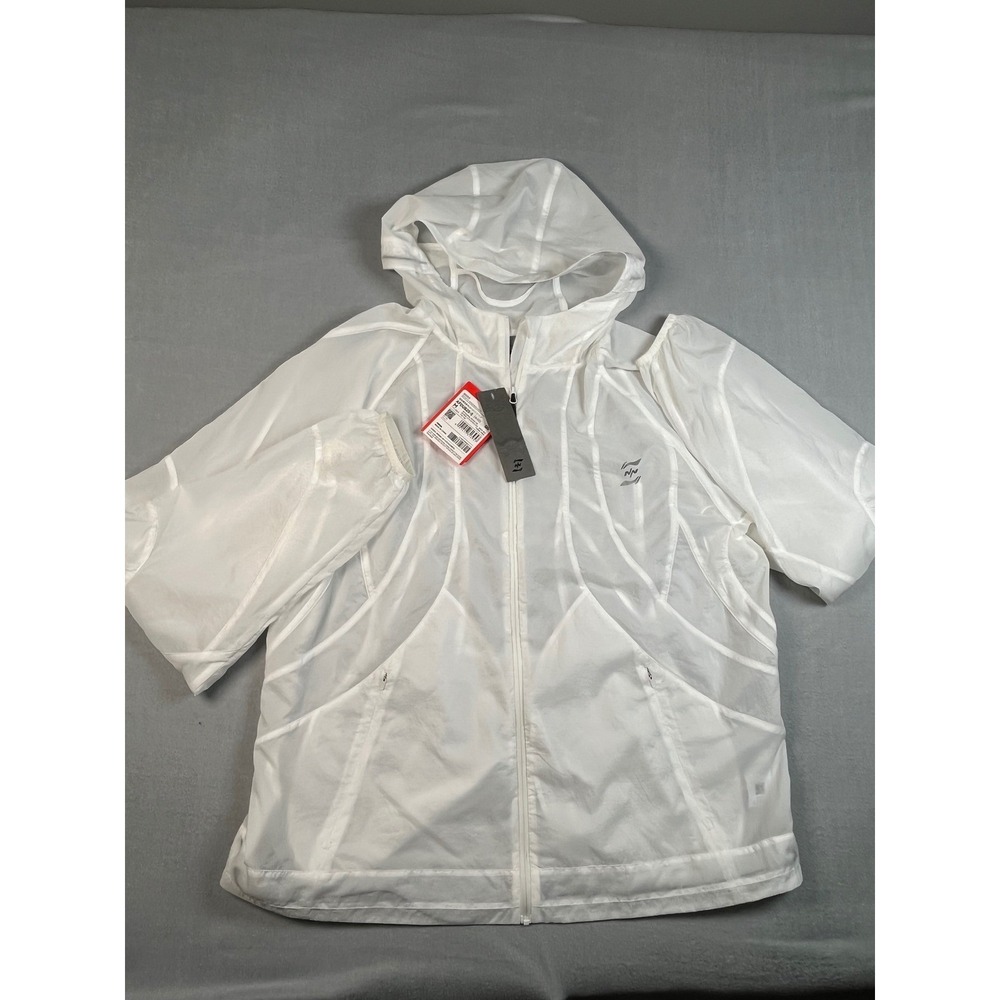 LI-NING NINEpointNINE White Sheer LightweightHooded Windbreaker‎ Jacket Size M